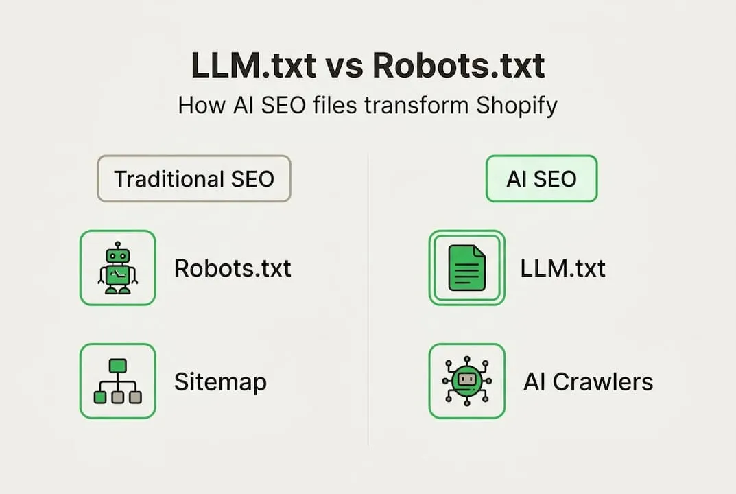 Infographic comparing AI and traditional SEO files