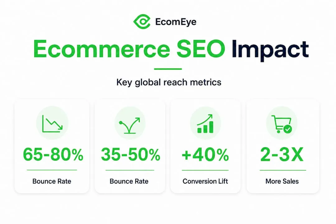 Infographic showing ecommerce SEO impact with key stats