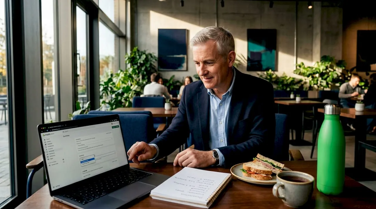 Man localising ecommerce store in home office