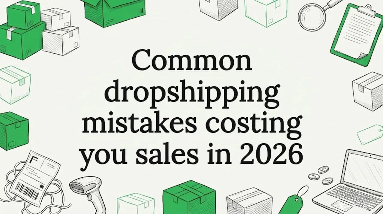 Decorative title card illustration for dropshipping mistakes