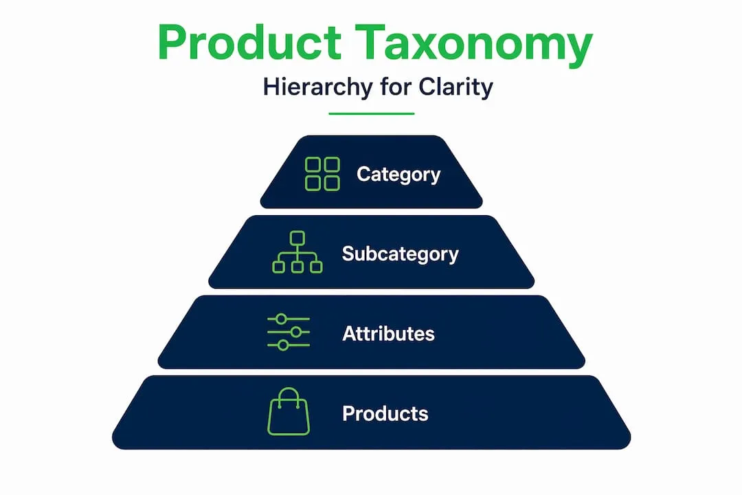 Hierarchy infographic shows taxonomy levels pyramid