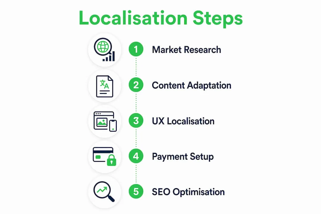 Infographic showing key localisation steps