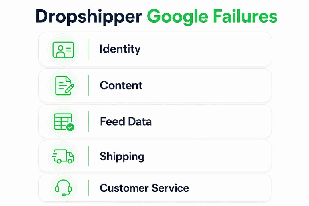 Infographic with steps causing dropshipper failures