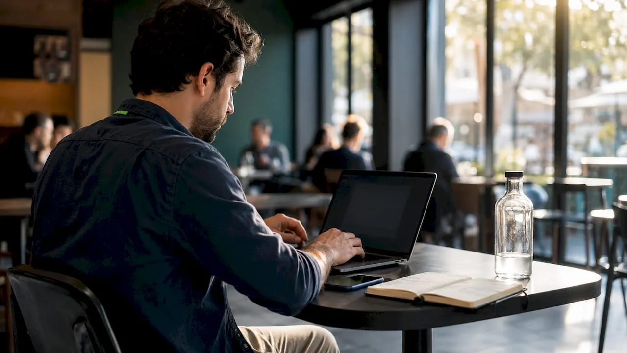 Ecommerce manager working on AI copywriting at home office