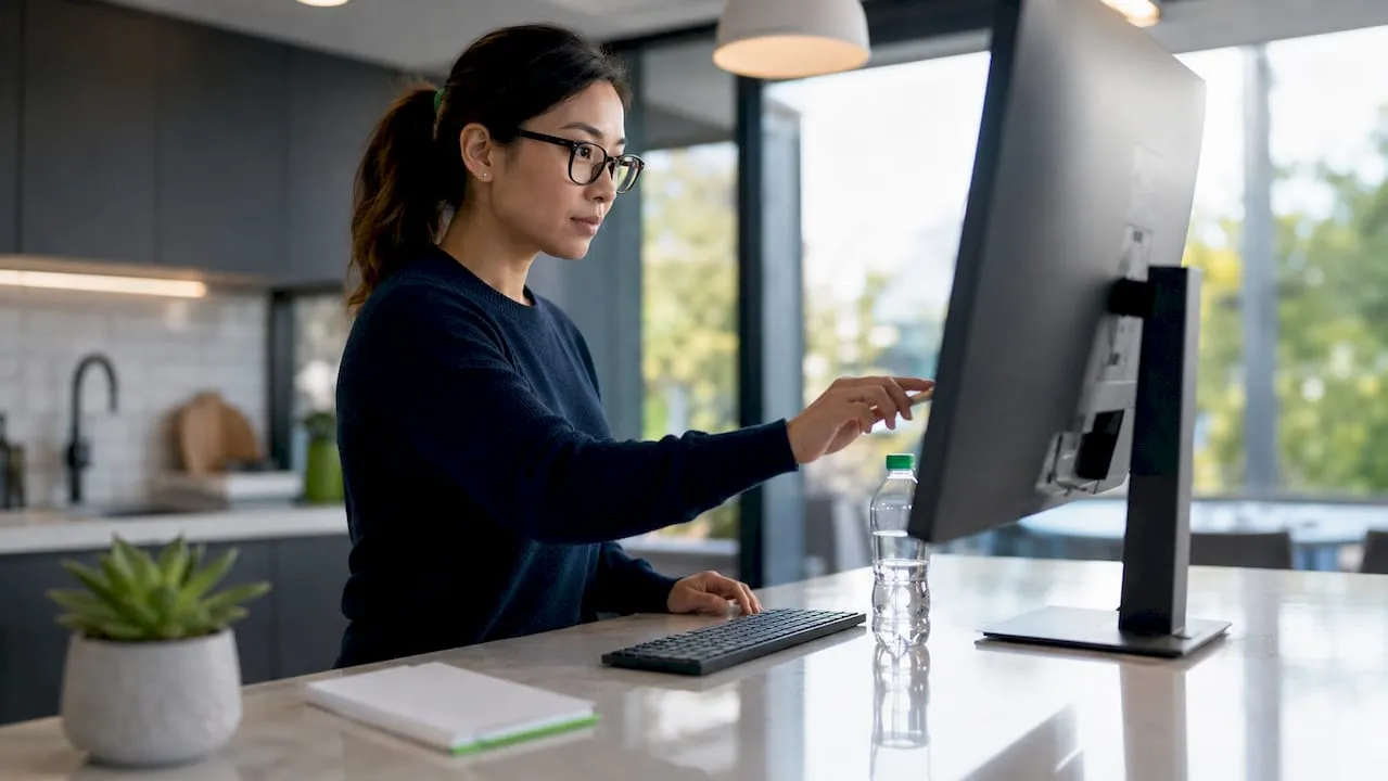 Woman organizing product images for bulk listing