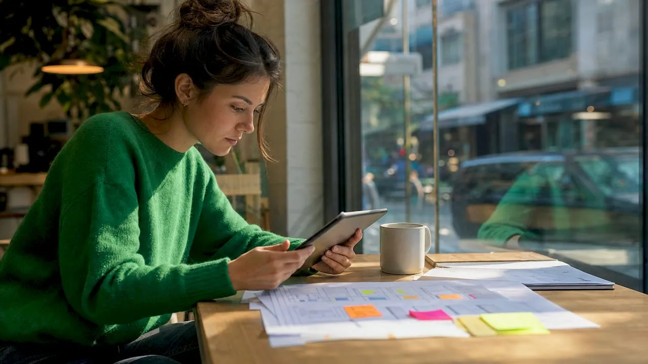 UX designer working on user-centric product page wireframes