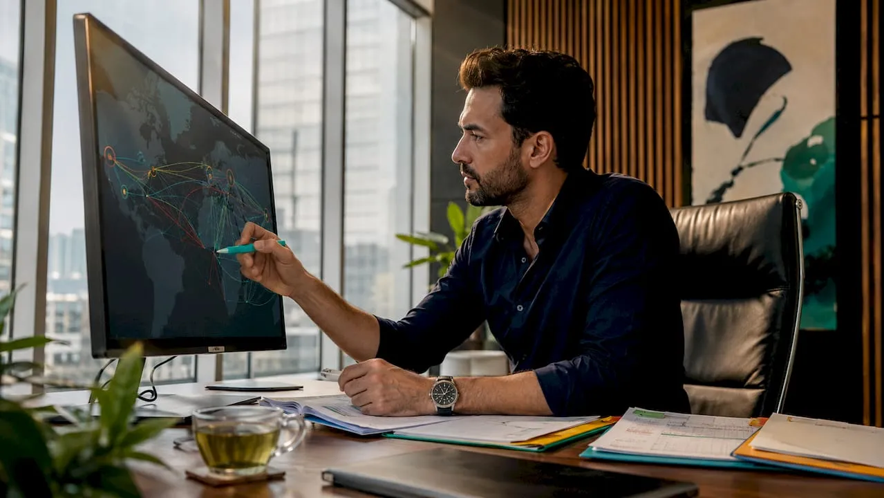 Person researching dropshipping products at desk