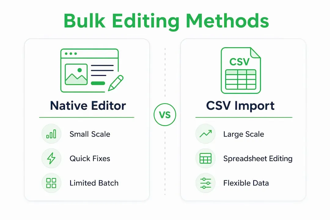 Infographic comparing bulk editing methods