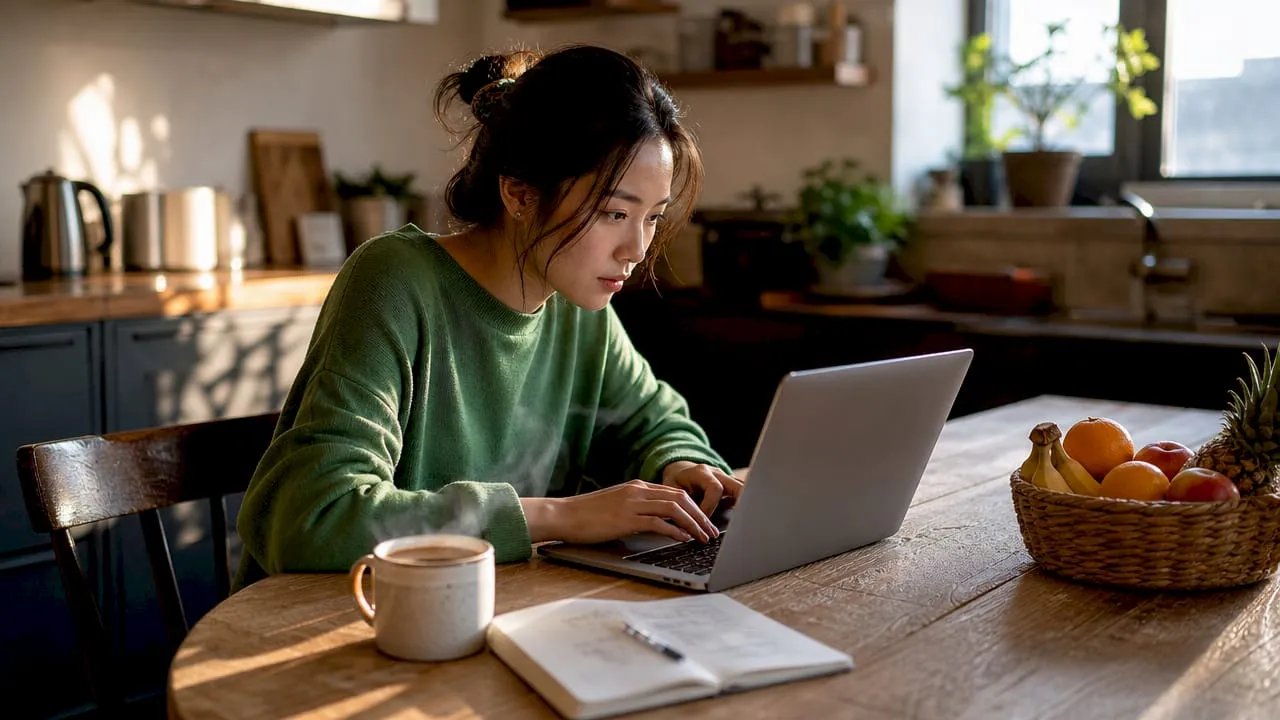 Person editing product pages on laptop