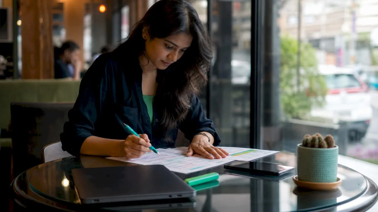 Woman reviewing multi-country product spreadsheets