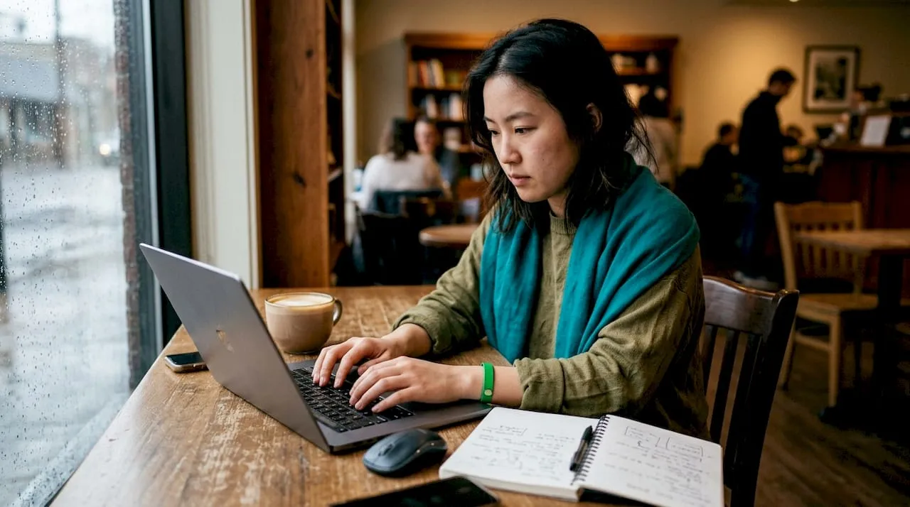 Woman typing on laptop creating ecommerce product pages