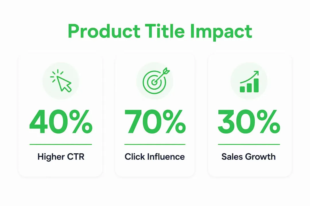 Infographic showing key product title optimization statistics