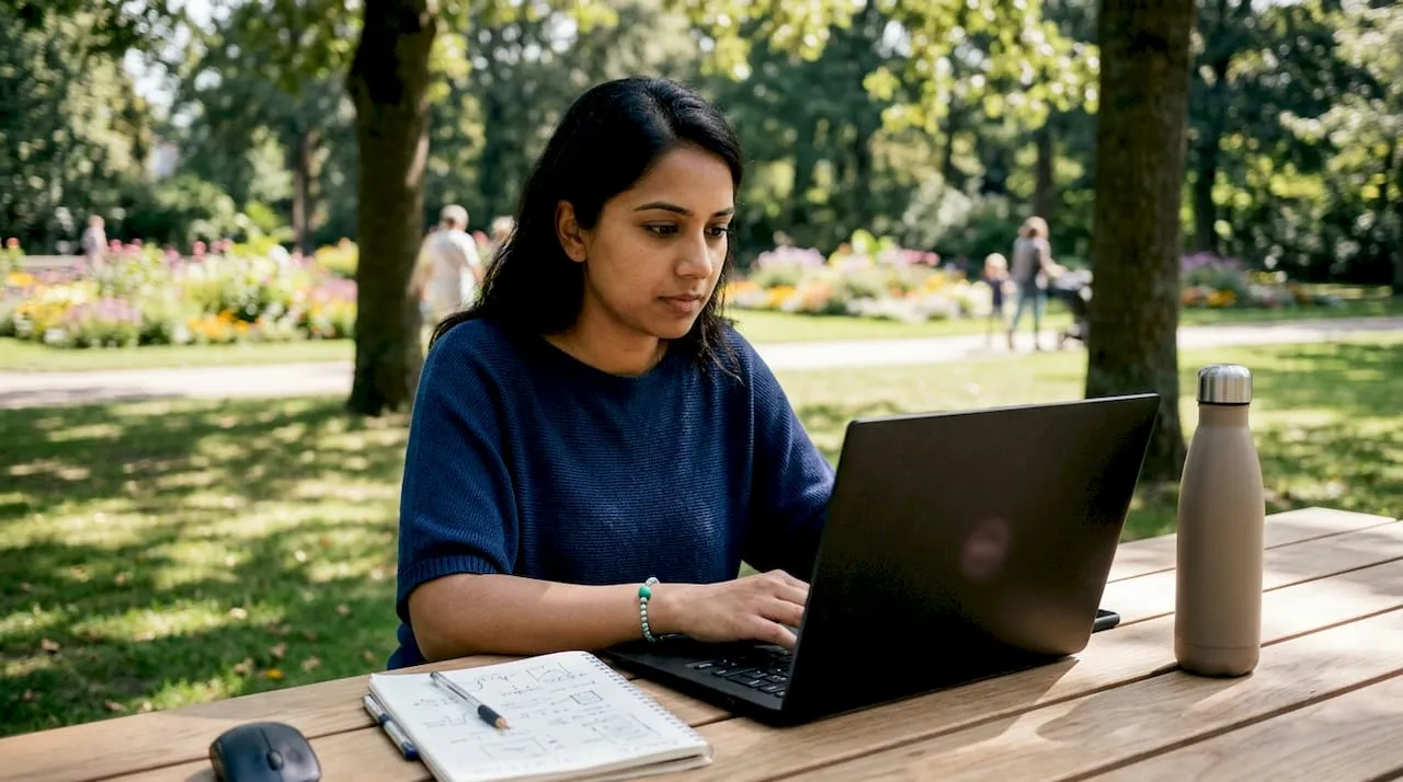 Woman working on Shopify automation tools at home office