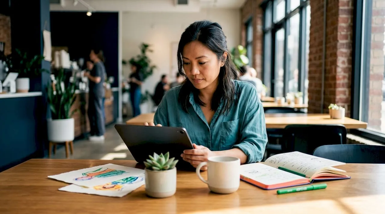 woman editing hero image for ecommerce product page