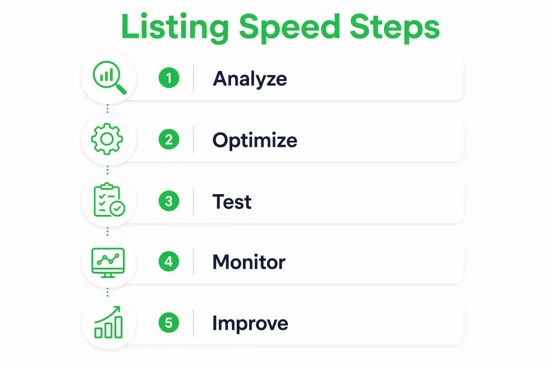 Infographic showing steps to optimize Shopify listing speed