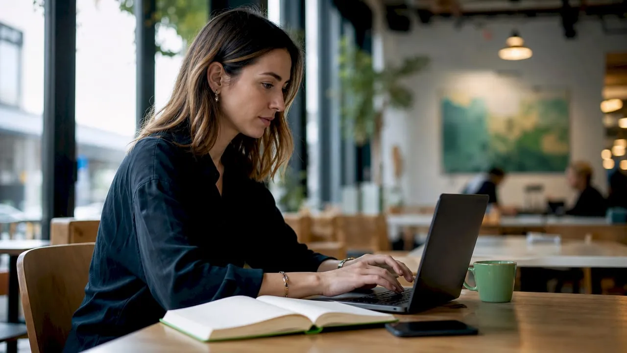 Content strategist typing unique product content