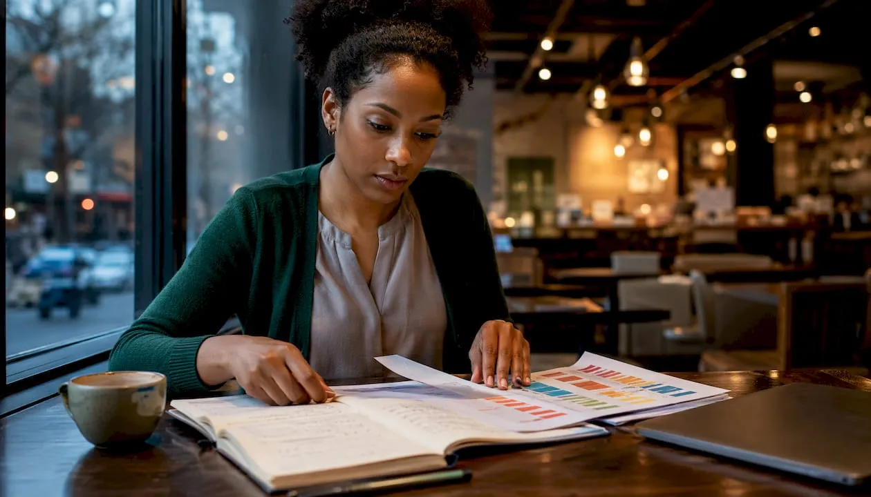 Woman cleaning and organizing product data documents