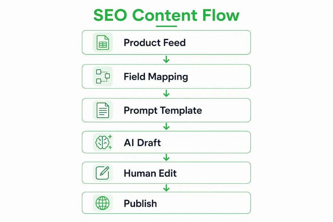 Infographic illustrating SEO content generation steps