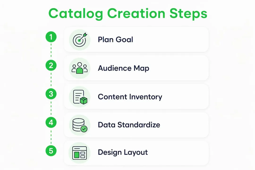 Infographic detailing Shopify catalog creation steps