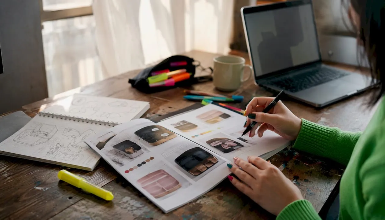 Designer reviewing Bento Box catalog layout example