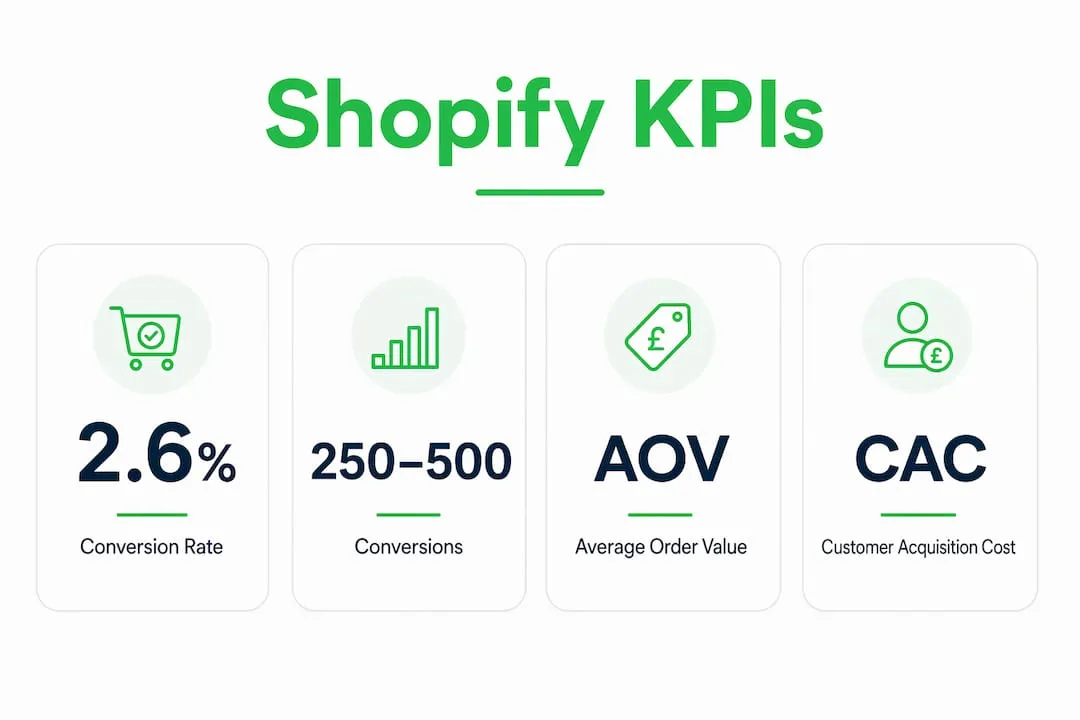Infographic displaying key Shopify page performance KPIs