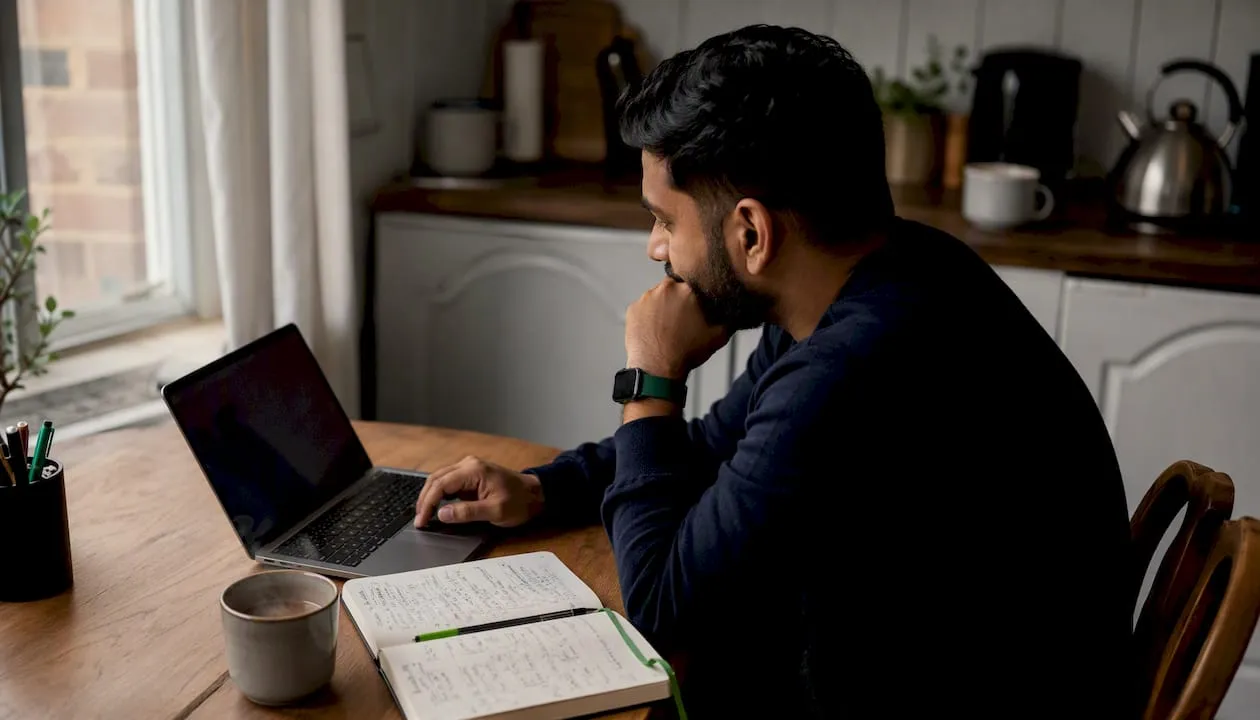 Dropshipper reviewing Shopify pricing on laptop