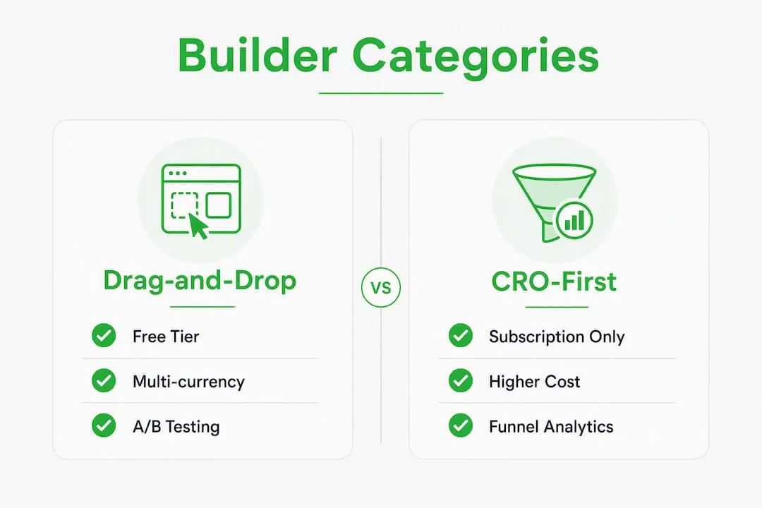 Infographic comparing Shopify page builder types