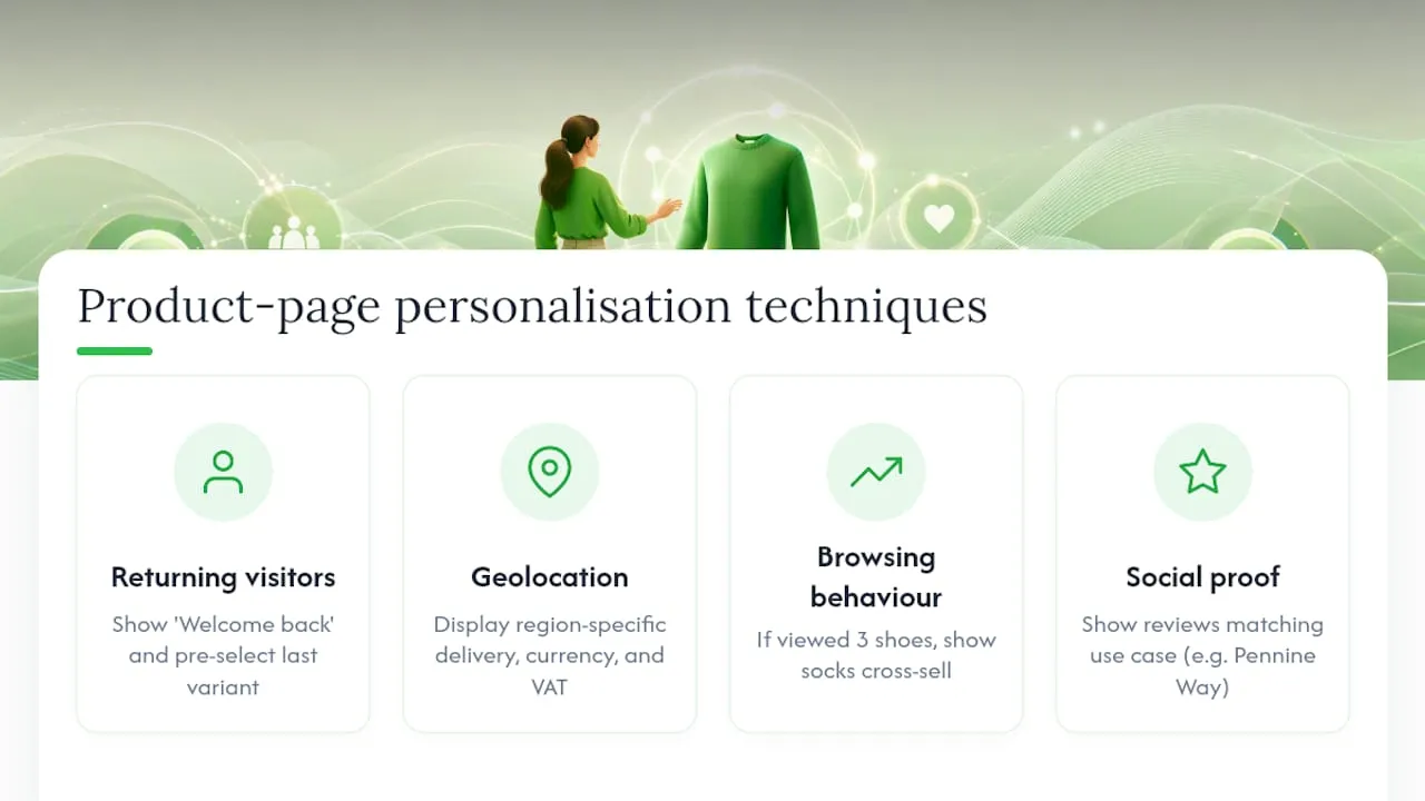 Personalisation on product pages: what actually works — overview diagram