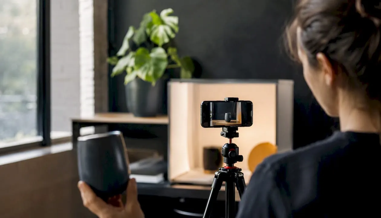 Smartphone filming product video shoot
