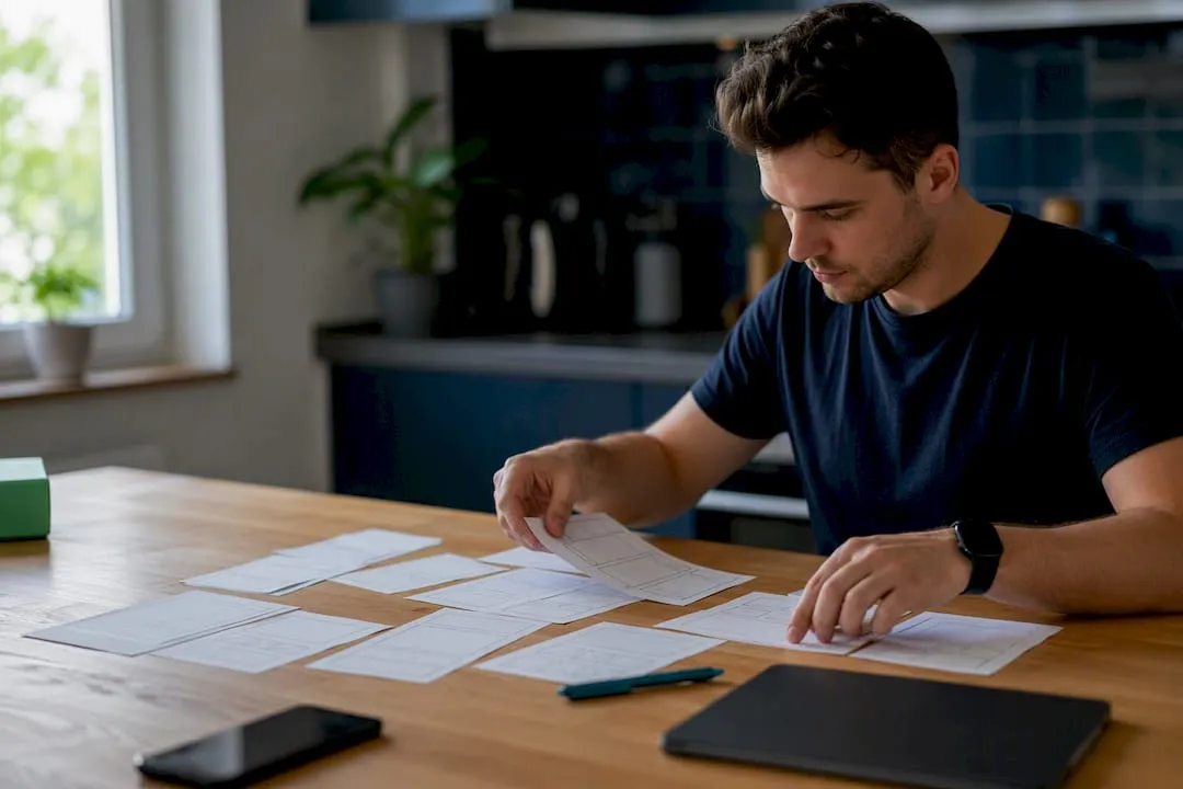 Hands arranging web layout planning tools