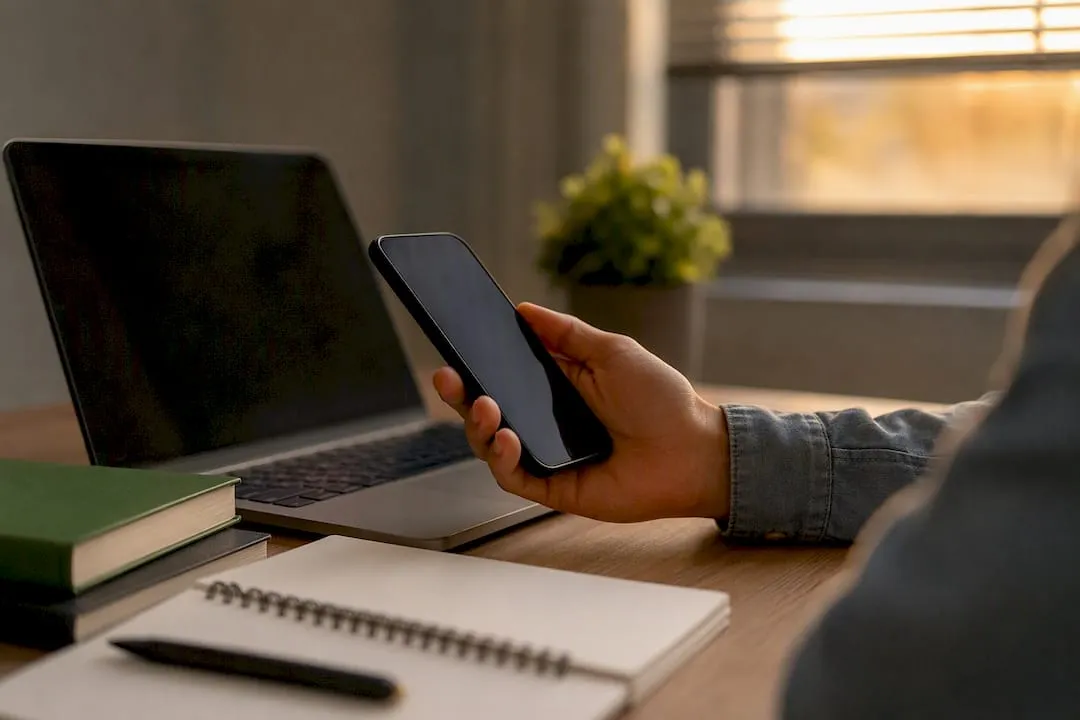 Hand holding smartphone for mobile testing