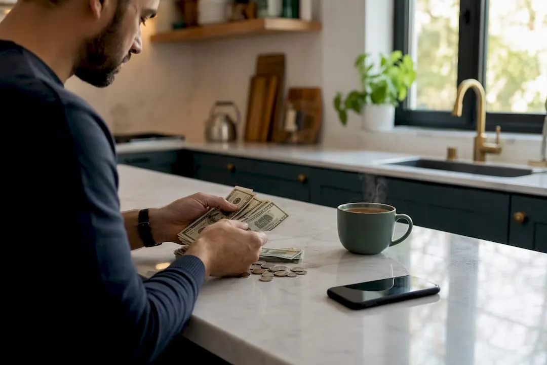 Hands counting startup budget money