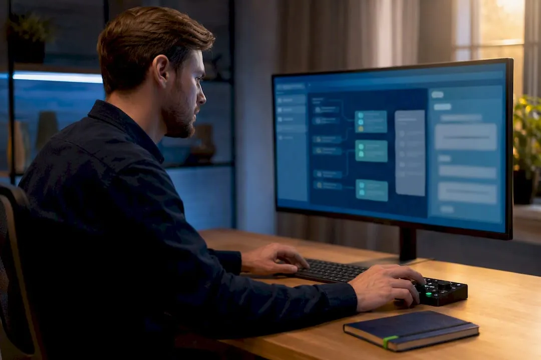 Engineer reviewing translation API workflow