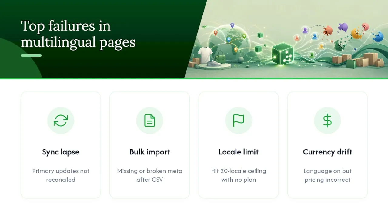 What goes wrong most often with multilingual product pages? — overview diagram