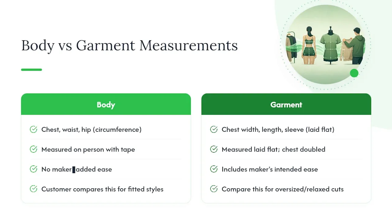 Body and garment measurement comparison