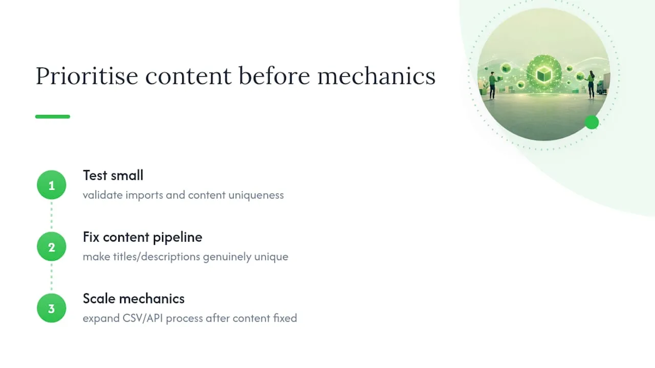 What actually matters when you're scaling a Shopify catalogue — overview diagram