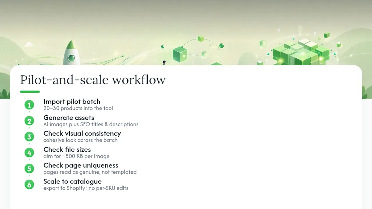 Generate and export AI backgrounds at catalogue scale with Ecom-eye — overview diagram