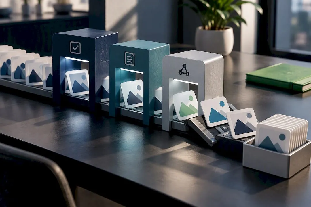 Image cards passing through metadata compliance checks