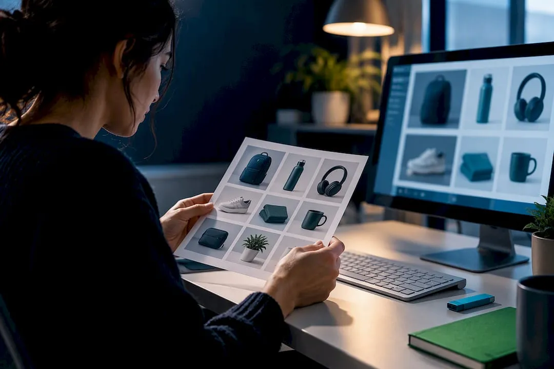 Hands tagging unique AI product images