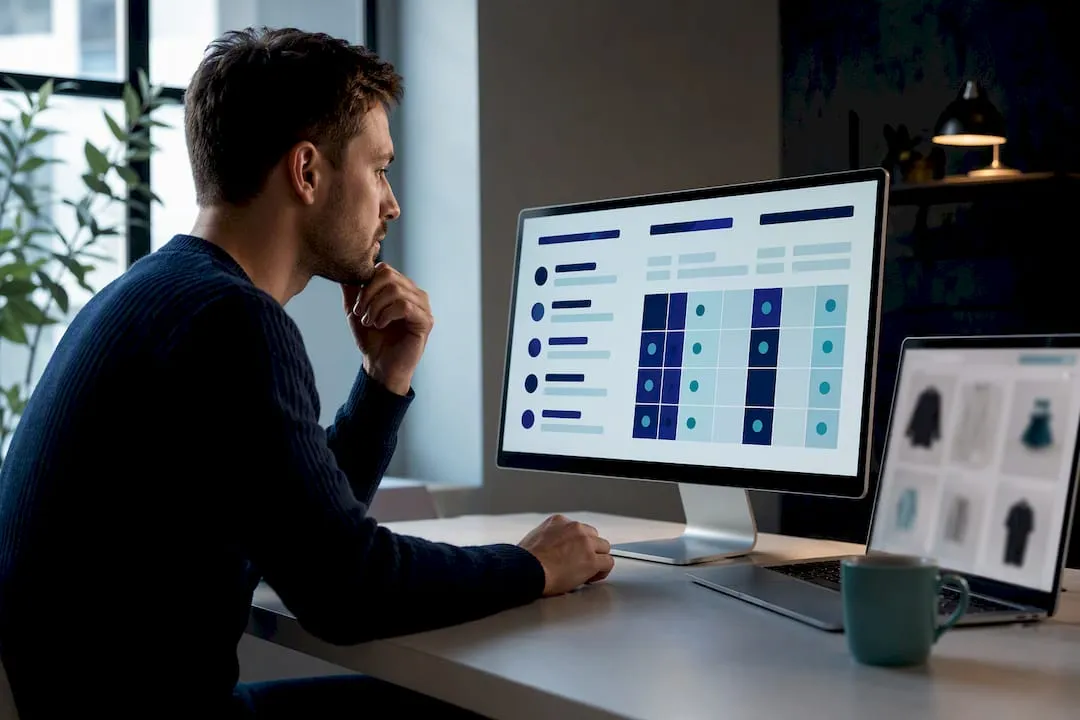 Operator reviewing product feed data quality