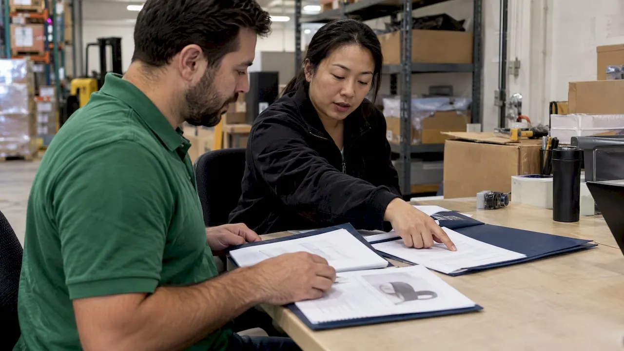 Seller reviewing supplier authorization paperwork