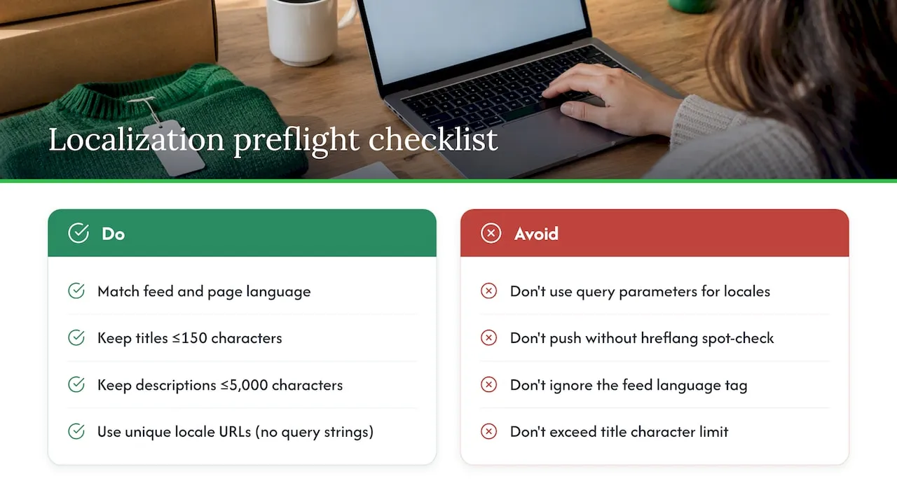 Three-step localization preflight checklist