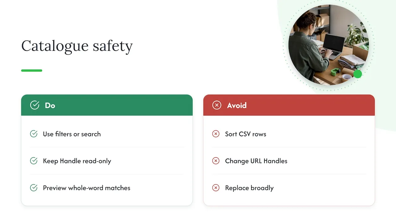 Three Shopify bulk editing risks and safeguards