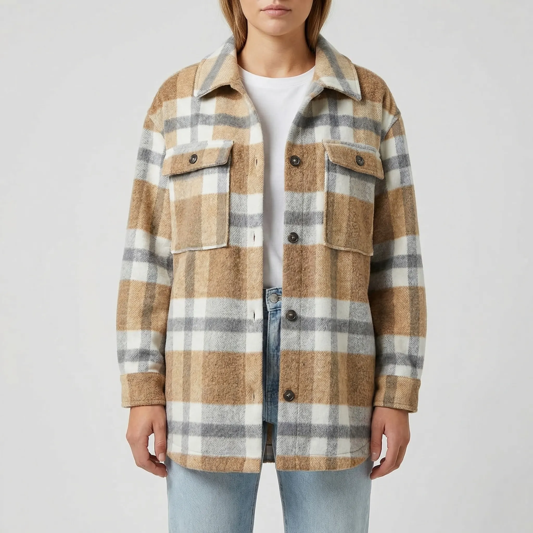 Flannex | Plaid flannel button-up shacket